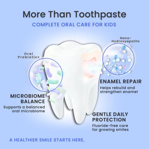 Miniatura 9 de LOL - Pasta de dientes para niños, sin flúor, pasta de dientes nano hidroxiapatita, probióticos, pasta dental de xilitol para niños