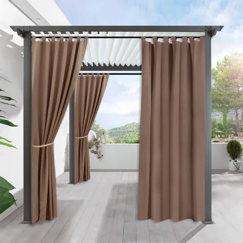 Miniatura 18 de RYB HOME - Cortinas opacas para interior y exterior, cortinas para patio o terraza, cortinas exteriores con pestaña Crema Beige