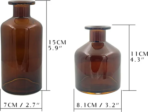 Miniatura 7 de 8 jarrones de vidrio ámbar para flores, mini jarrones de flores a granel, pequeños jarrones para centros de mesa para decoración de otoño, bodas