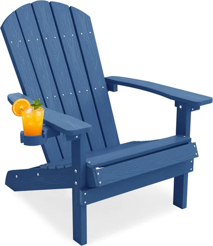 Miniatura 28 de YEFU Silla Adirondack de plástico resistente a la intemperie, sillas de patio con instalación fácil en 5 pasos, se ve exactamente como madera real