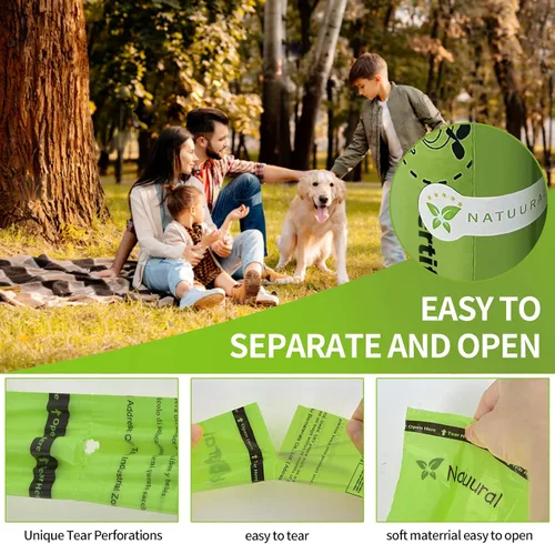 Miniatura 4 de Bolsas compostables certificadas para excremento de perro, 270 bolsas, 18 rollos, bolsas para excrementos para perros hechas de almidón de maíz