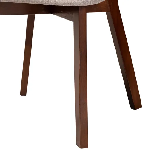 Miniatura 7 de Baxton Studio Dannell Mid-Century - Juego de sillas de comedor de 2 piezas de tela gris y madera con acabado marrón nogal Gris/marrón nogal/marrón