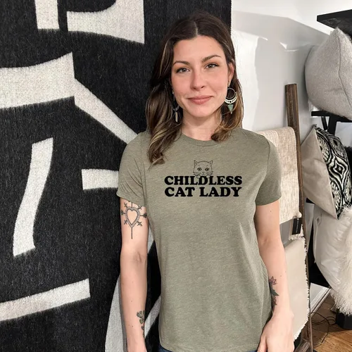 Miniatura 19 de Cute Women's Screen Printed Crew Neck Tee, Shirts With Sayings, Dusty Blue or Olive