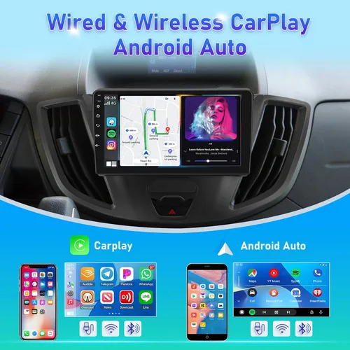 Miniatura 5 de [2+64] Radio de coche para Ford Transit 150 250 350 2015-2019, pantalla táctil Android estéreo de 9 pulgadas con Carplay y Android Auto, GPS, WiFi