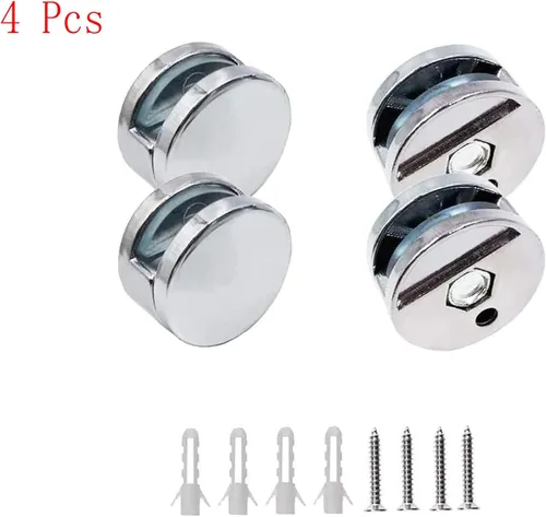 Miniatura 3 de Clips de espejo, espejo de aleación de zinc, clip de vidrio flotante, pequeño y redondo montado en la pared, soporte para espejos de baño, espejo