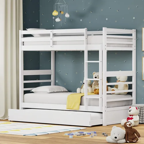 Miniatura 8 de Glenwillow Home Litera Plana de madera maciza individual sobre cama matrimonial, color espresso