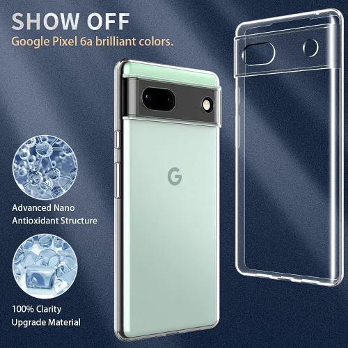 Miniatura 2 de Funda transparente para Google Pixel 6a. Funda protectora de silicona de poliuretano termoplástico transparente suave y delgada para Google Pixel 6A
