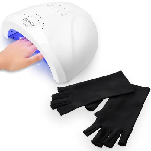 SUNUV SUNONE - Lámpara LED para uñas, guantes de luz UV para uñas de gel, sin dedos, UPF 50+, guantes anti UV para lámpara de gel, secadora de uñas
