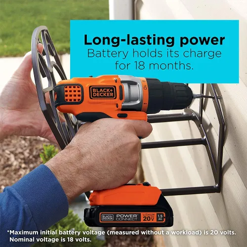 Miniatura 5 de BLACK+DECKER 20V MAX Taladro/desarmador inalámbrico con batería y cargador, luz de trabajo LED (LDX220C)