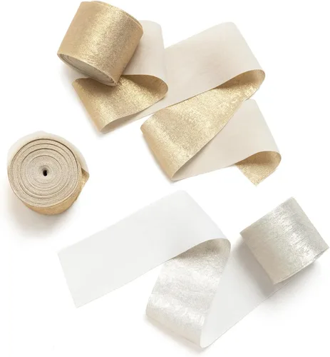 Miniatura 17 de Ling's moment Cinta de satén de seda, 6.7 yardas (blanco/beige) para envolver regalos, bodas, ramos florales, decoración de fiestas, cintas Wht-Beige