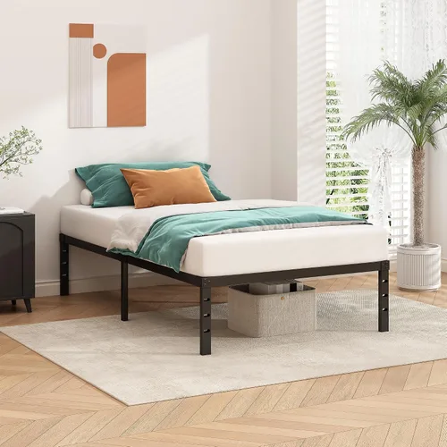Miniatura 2 de HLIPHA - Base de cama metálica de plataforma de 12 pulgadas de altura, no necesita somier, base de cama tamaño individual con listones de soporte