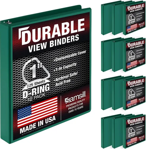 Miniatura 100 de Samsill Carpeta duradera de 1.5 pulgadas, fabricada en los Estados Unidos, carpeta de anillos en D, carpeta transparente personalizable, color rojo