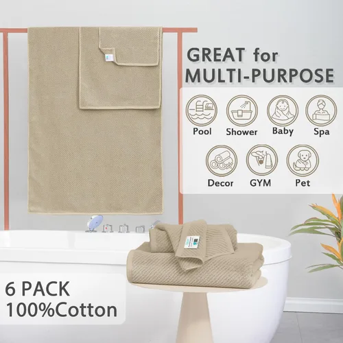 Miniatura 307 de VOOVA & MOVAS Toallas de mano blancas - 100% algodón Ligeras Gruesas Secado rápido Suaves Absorbentes, paquete de 4 piezas grandes de 18