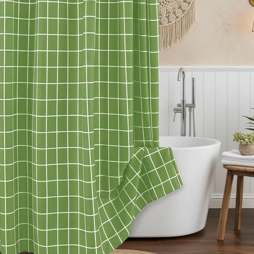 Miniatura 16 de Biscaynebay - Cortinas de ducha de tela texturizada 72" X 72", cortinas de baño de estilo granja modernas con estampado de cuadros en blanco y Negro