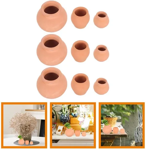 Miniatura 8 de Sewroro 9 mini macetas de cerámica para suculentas, pequeñas macetas de arcilla para espacios pequeños y decoración de oficina