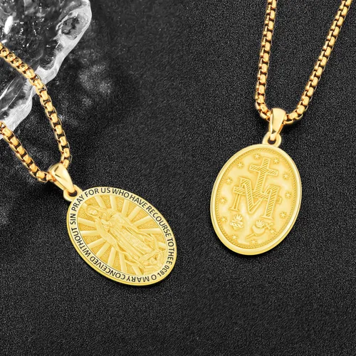 Miniatura 163 de Odinstone Collar de plata de ley 925 con medalla de San Miguel/San Cristóbal/San Benito/Crucifijo de Jesús/San Uriel/Arcángel Rafael para hombres