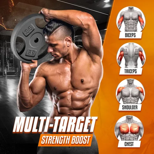 Miniatura 5 de Yes4All Placas de peso de agarre estándar de 1 pulgada, hierro fundido con varios tamaños de 2.5 libras a 35 libras para entrenamiento de fuerza, E.