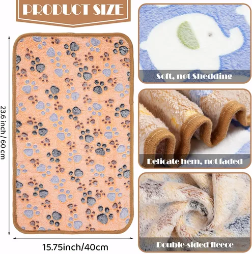 Miniatura 2 de Tatuo 12 mantas para perros de 16 x 24 pulgadas, súper suaves y cálidas, tapete para dormir para gatos, mantas de vellón mullido con bonitos