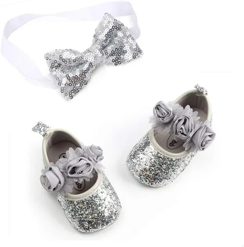 Miniatura 3 de OAISNIT Zapatos planos para bebé niña Mary Jane, zapatos de cuna con diadema