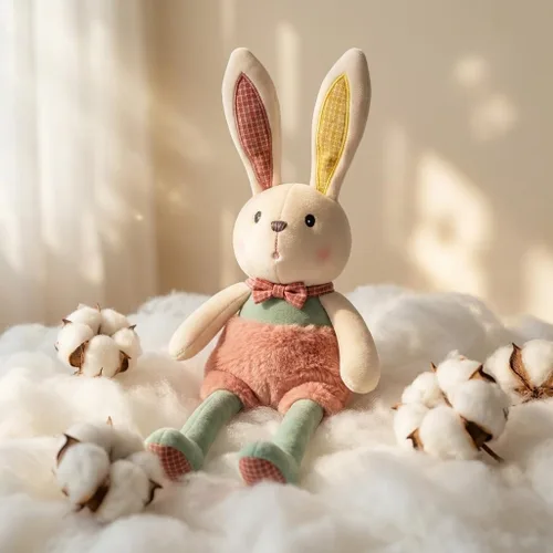 Miniatura 7 de Conejito de peluche de 17 pulgadas, orejas y piernas extraíbles, lindo conejo, juguete de peluche suave para niñas o bebés