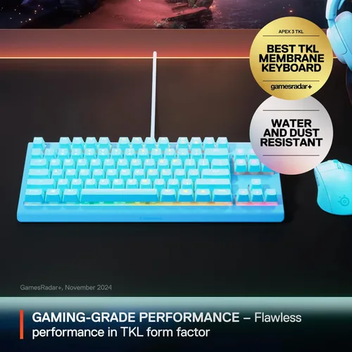 Miniatura 2 de SteelSeries Apex 3 TKL Aqua RGB Gaming Keyboard — Tenkeyless Compact Form Factor — 8-Zone RGB Illumination — Water and Dust Resistant