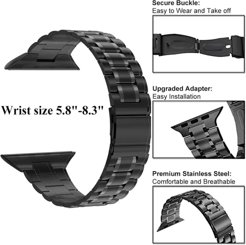 Miniatura 3 de Chuangshiji Compatible con Apple Watch Band de 38mm 40mm 41mm 42mm 44mm 45mm, pulsera de metal de acero inoxidable sólida para iWatch Series