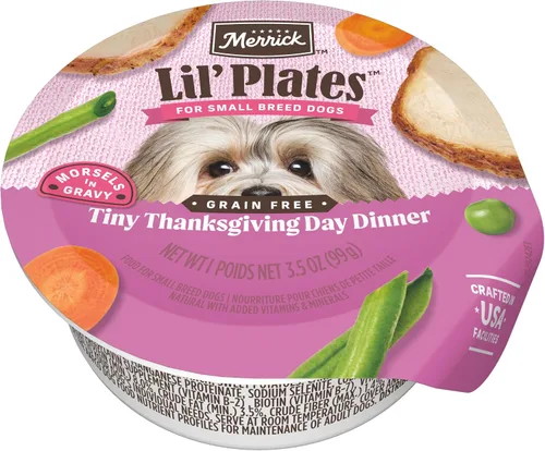 Miniatura 14 de Merrick Lil' Plates - Alimento húmedo sin cereales para perros pequeños, receta Petite Pot Pie, 12 envases de 3.5 onzas