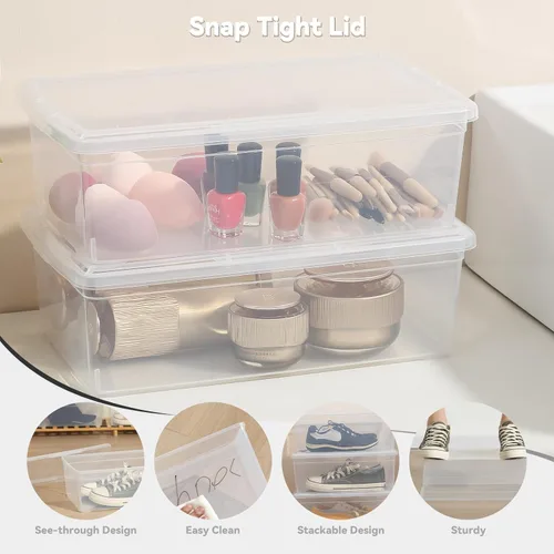 Miniatura 2 de novelinks Contenedores de almacenamiento de plástico transparente de 6 cuartos con tapas transparentes, caja apilable, contenedor organizador
