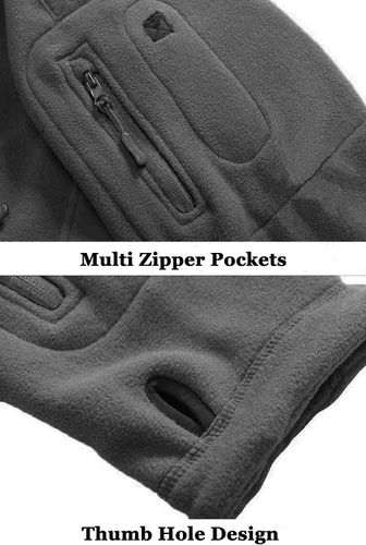 Miniatura 7 de BIYLACLESEN Chaquetas tácticas de forro polar Softshell para hombre con cremallera completa