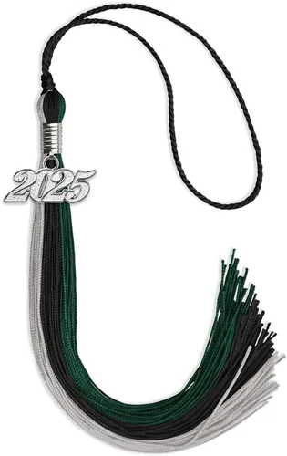 Miniatura 119 de Endea Graduation Borla de triple color con gota de fecha plateada (negro/dorado/granate, 2020)