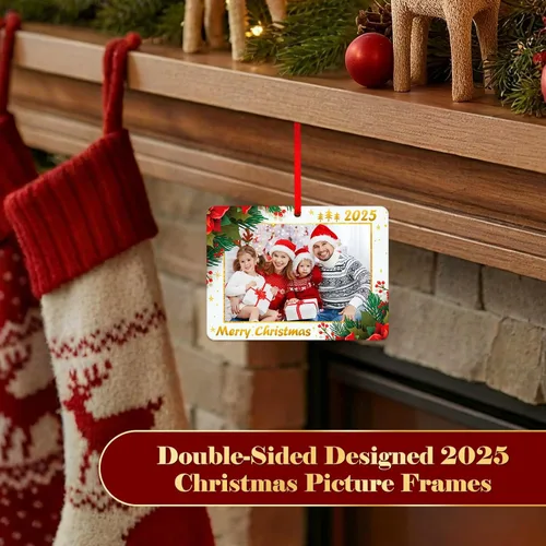 Miniatura 5 de WhatSign Adornos de Navidad para marco de fotos, adornos personalizados para árbol de Navidad, regalo de recuerdo de fotos familiares personalizado