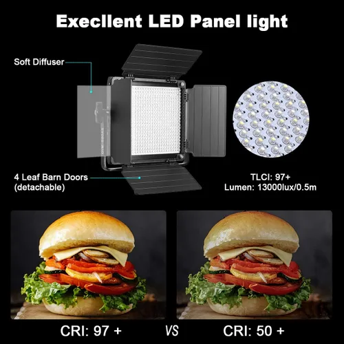 Miniatura 3 de GVM - Luces de video bicolor LED con función de aplicación, CCT variable 2300K-6800K y 10% -100% de brillo con pantalla digital para grabación