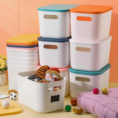 Miniatura 7 de Thyle Paquete de 12 contenedores de almacenamiento de plástico blanco con tapas, contenedor de almacenamiento apilable de 7 cuartos de galón
