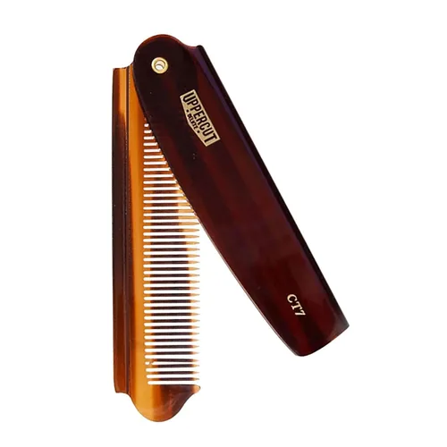 Uppercut Deluxe CT7 Flip Comb – Peine plegable de bolsillo para hombres, peine de tamaño de viaje, acetato de celulosa vegetal duradero, dientes