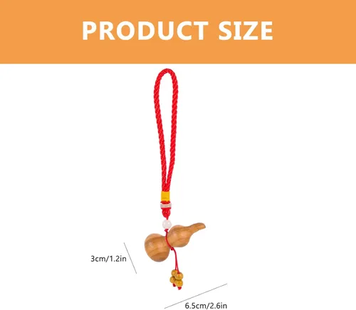 Miniatura 7 de FOMIYES Accesorios colgantes para espejo de coche, llavero chino de calabaza de madera de Feng Shui, llavero de calabaza Wu Hulu, llavero