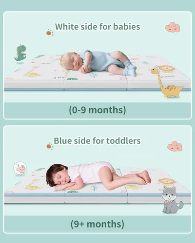 Miniatura 6 de Colchón triple Pack and Play de 38 x 26 pulgadas, colchón Pack N Play para bebé niño, colchón portátil para cuna para corralito y corral con funda