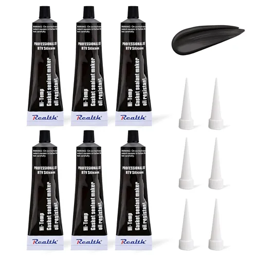 Miniatura 11 de Fabricante de Juntas de Silicona Negro, 1 Paquete, Sellador de Juntas de Silicona RTV de Alta Temperatura 3.53 Oz, Sellado de Brida de Alta