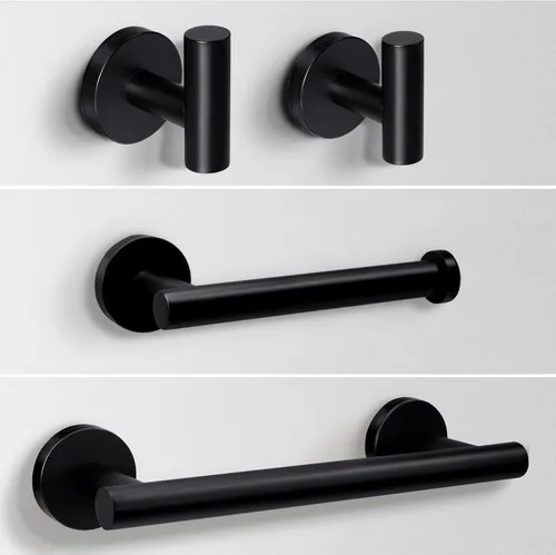 Miniatura 10 de SEIDO Toallero de 3 piezas para pared de baño, juego de accesorios de baño negro, juego de accesorios de baño de acero inoxidable SUS 304, toallero