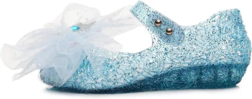 Miniatura 2 de OMGard Zapatos de gelatina para niñas, sandalias de cumpleaños de princesa de reina de la nieve para niñas pequeñas, sandalias azules con purpurina