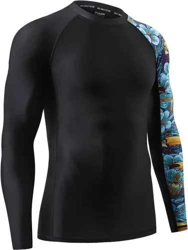Miniatura 3 de HUGE SPORTS Camiseta de protección contra erupciones de manga larga para hombre UPF 50+ con protección UV, de secado rápido, con costuras