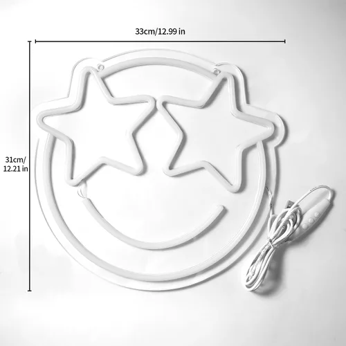 Miniatura 2 de Letrero de Neón Cara Sonriente, Letreros de Neón LED de Wootfairy para Decoración de Pared, Luz de Neón Atenuable para Dormitorio, Sala
