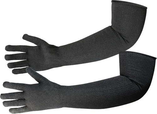 Miniatura 11 de 5 pares de mangas protectoras para brazos, protección de nivel 5 resistente a cortes con orificio para el pulgar (negro)