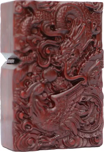Miniatura 30 de Carcasa exterior de palisandro Huanghuali natural tallado para módulo Zippo (1000 brazos Avalokiteshvara de la diosa 3#)