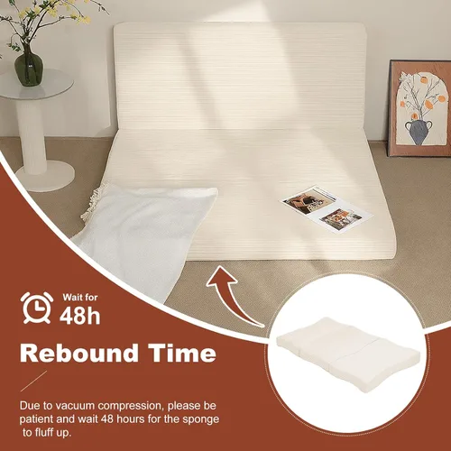 Miniatura 7 de Colchón plegable de tres pliegues de 6 pulgadas, sofá cama plegable con funda extraíble lavable, colchón de futón portátil de tamaño completo