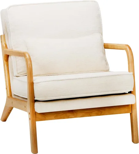 Silla decorativa Mid-Century color beige