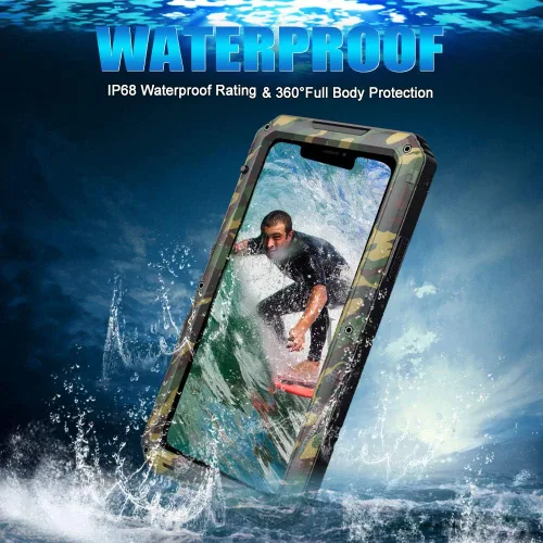 Miniatura 3 de Mitywah Funda impermeable para iPhone 11, resistente y duradera, de metal, protección de pantalla integrada, impermeable, a prueba de golpes, a Negro