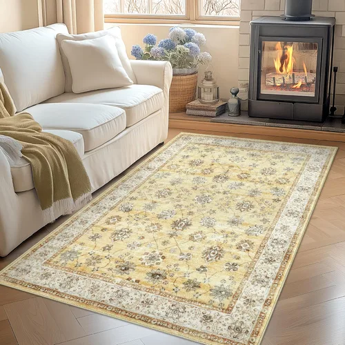 Miniatura 13 de jinchan Alfombra de Área 2x3 pies Lavable con Diseño Floral Vintage para Interiores, Tapetes Antideslizantes para Entrada, Alfombra Suave para Sala