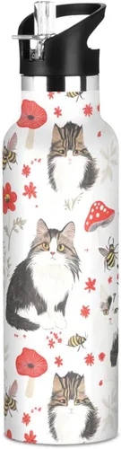Miniatura 7 de Robust Australian Shepherd Dogs White Double-Wall Insulation Reusable Water Bottle Insulated with Straw Lid BPA-Free Leak Proof for Sport Gym 16