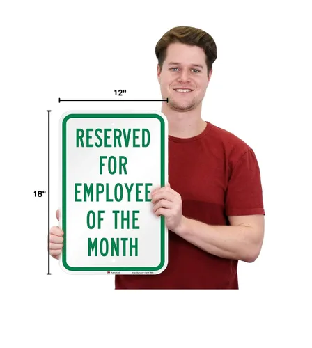 Miniatura 5 de SmartSign - Letrero de estacionamiento con texto en inglés "Reserved for Employee of the Month", 12 x 18 pulgadas, aluminio reflectante de grado