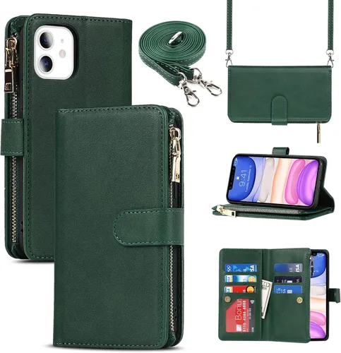 Miniatura 10 de Funda para iPhone 11 para mujer, funda para iPhone 11 con soporte para tarjetas, funda cruzada con tarjeteros y ranuras para tarjetas de crédito